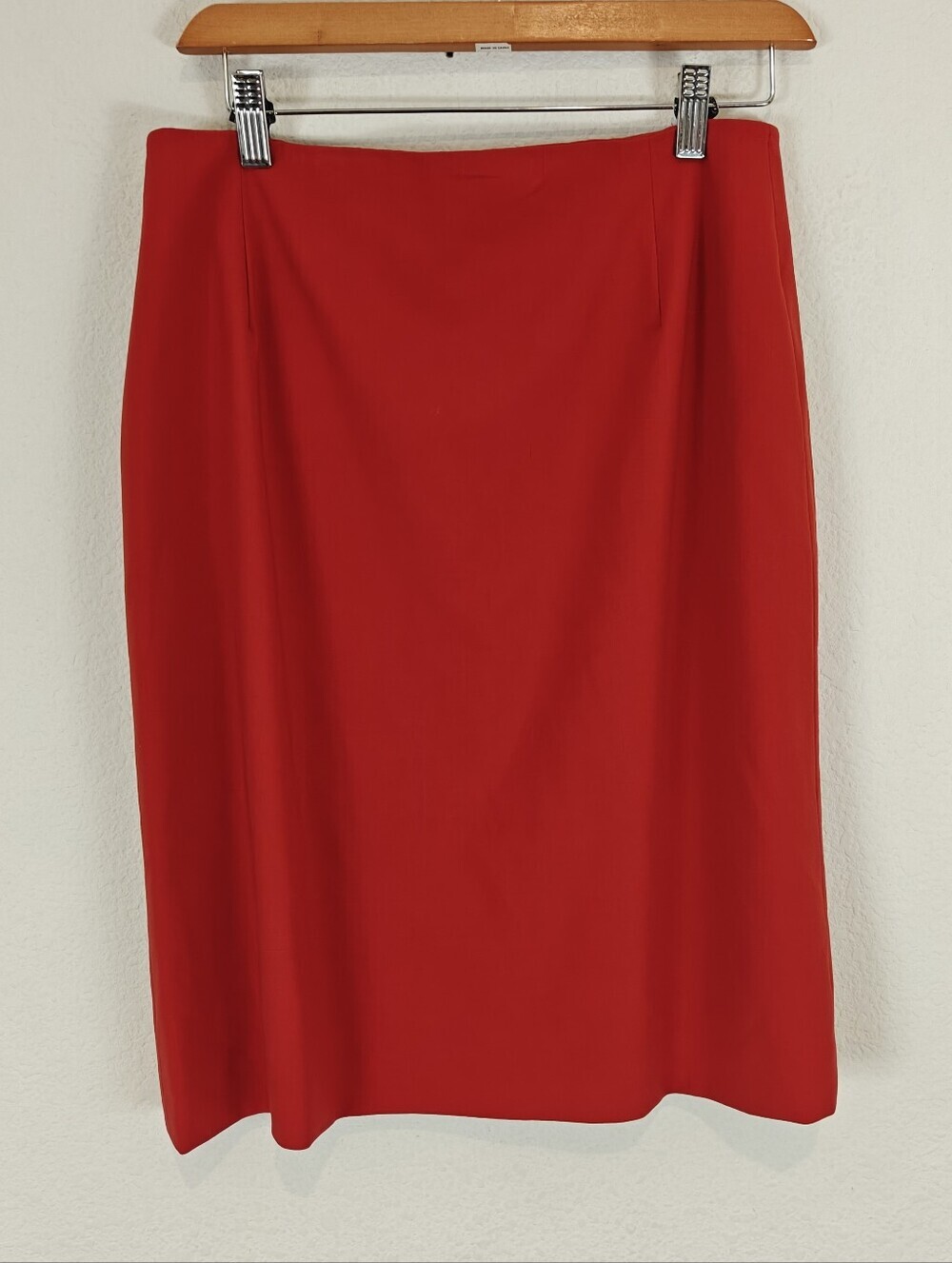 Piazza Sempione Red Wool Blend Pencil Skirt IT 50 Italian Luxury Tailored Lined